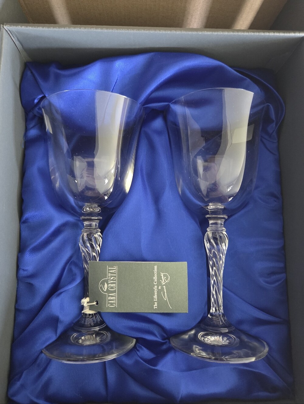 Cara Crystal Twisted Stem Wine Glasses - Set of 2
